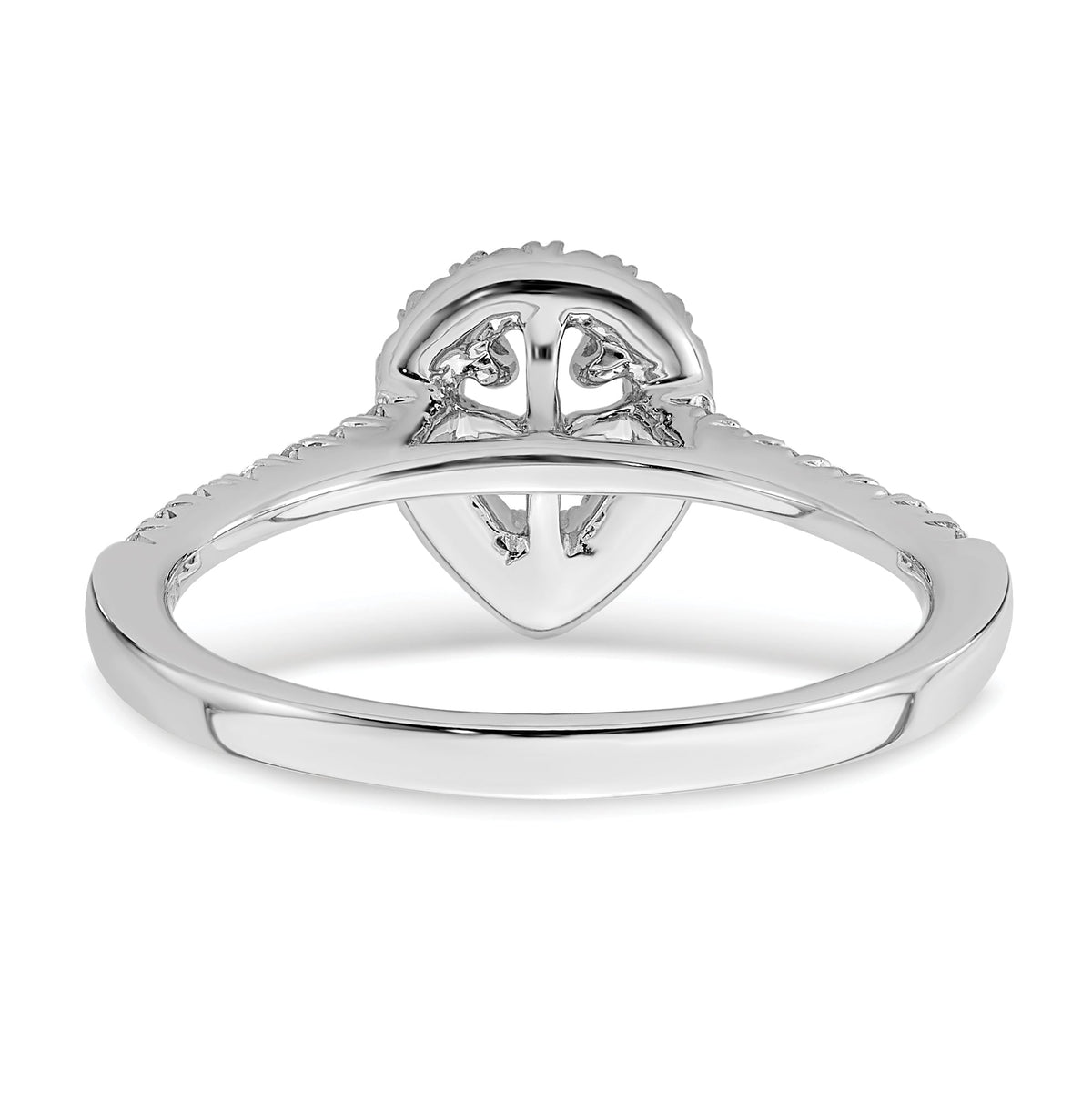0.50ct CZ Solid 14K White Gold Pear Halo Engagement Ring P2525