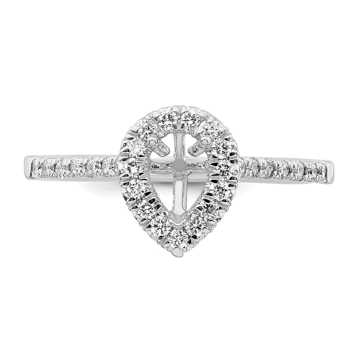 0.50ct CZ Solid 14K White Gold Pear Halo Engagement Ring P2525