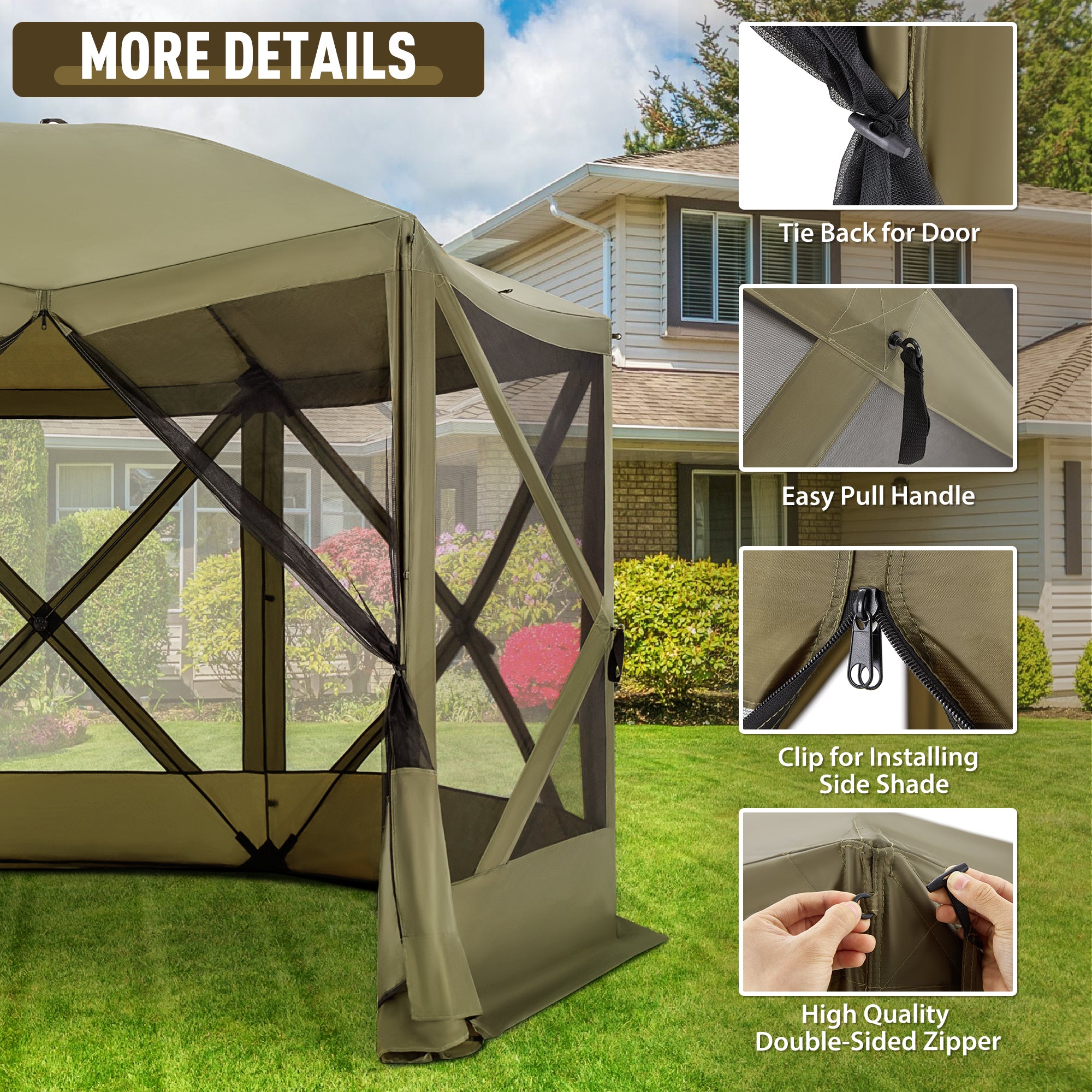 11’ X 11’ Pop Up Canopy Tent with Mosquito Netting and Carry Bag H64540