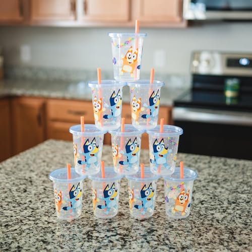 10 Oz 8 Count Toddler Straw Cups with Snap On Lids and Straws D68576