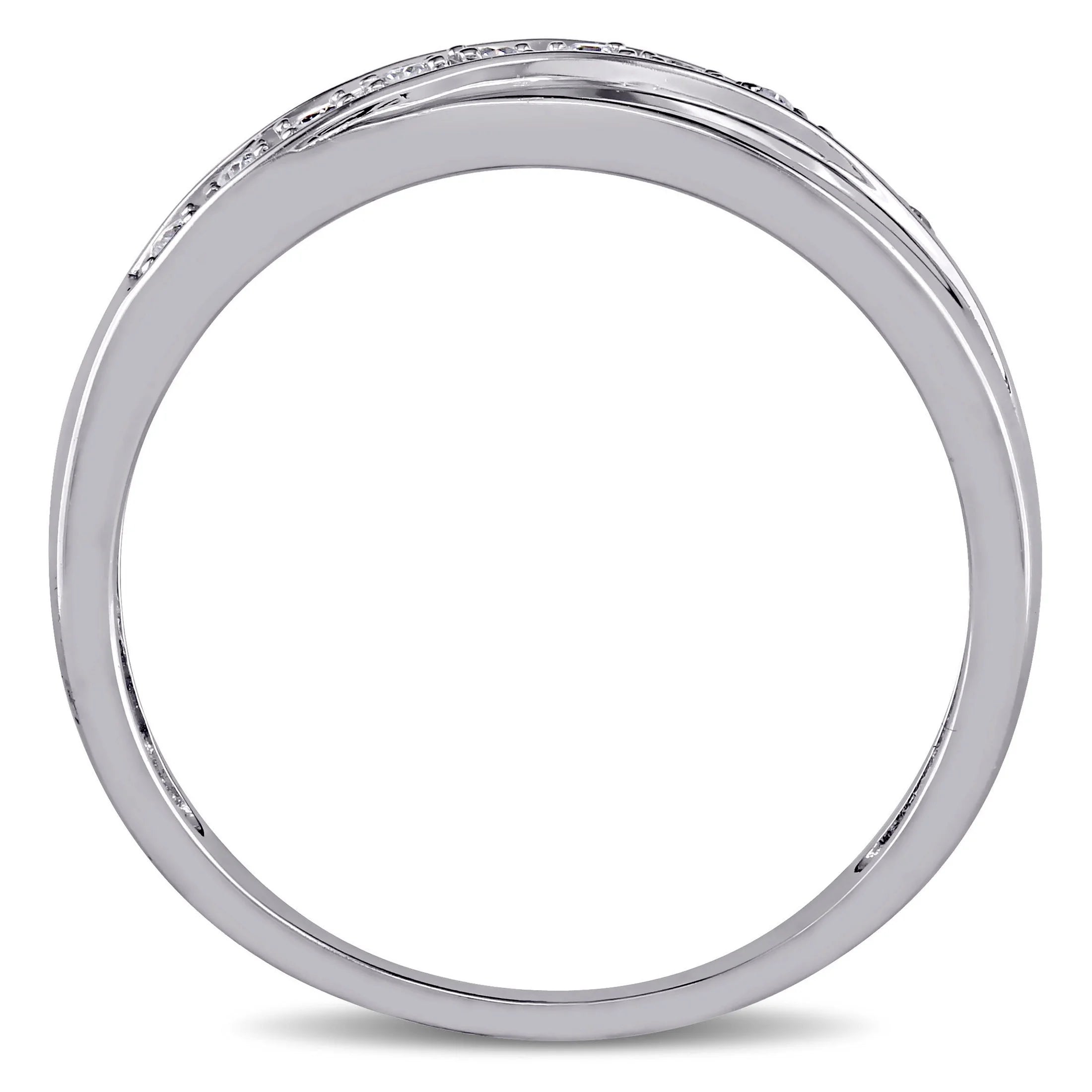 10kt White Gold Diamond Crossover Band I636