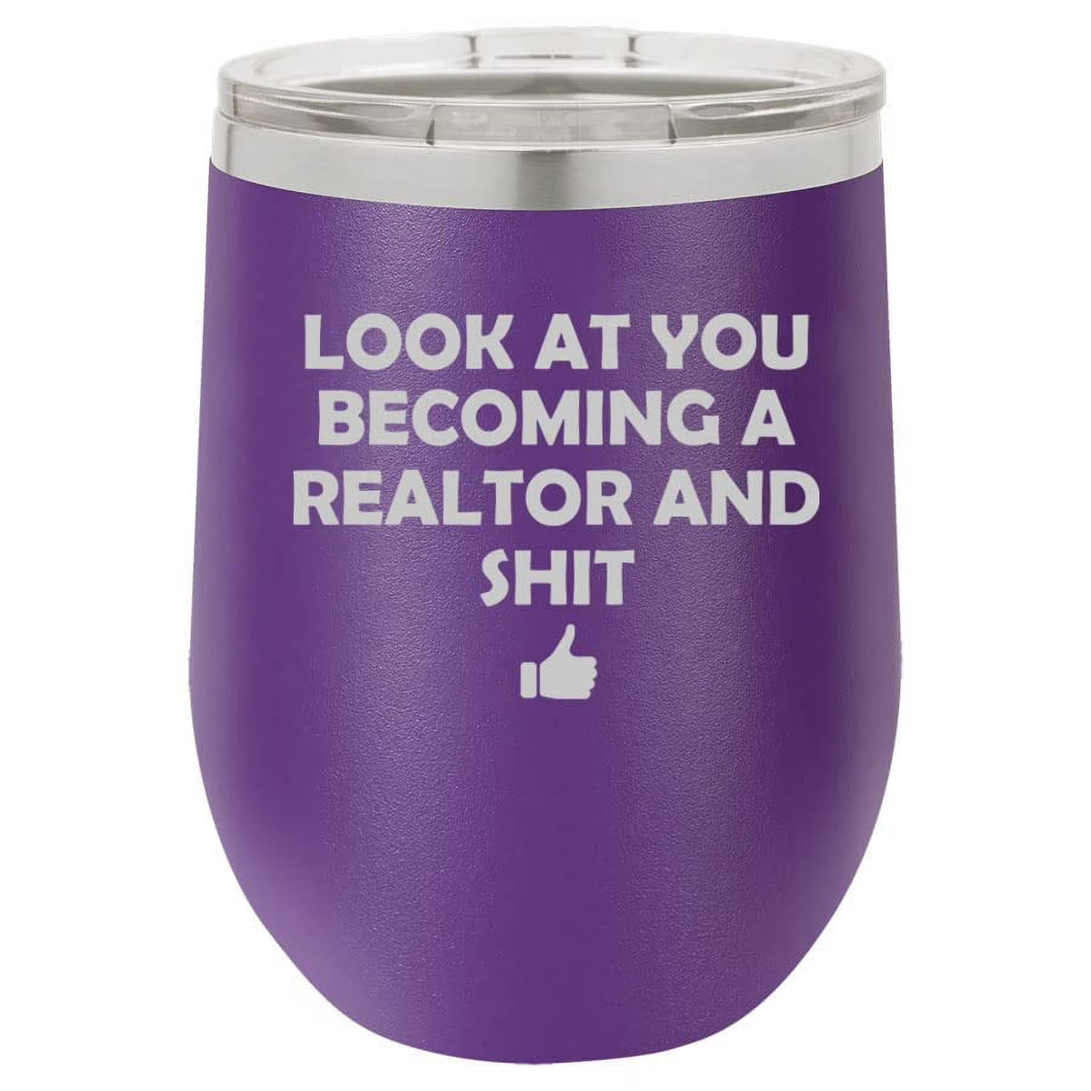 12 oz Double Wall Vacuum Insulated Stainless Steel Stemless Wine Tumbler Travel Mug With Lid C7506