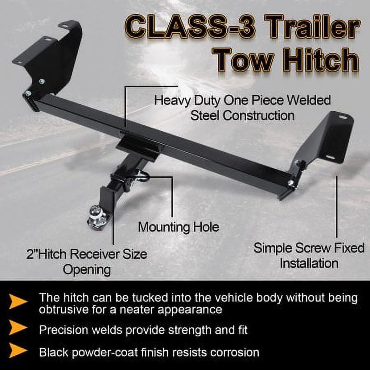 2" Class 3 Trailer Tow Hitch Receiver Steel Powder Coated Z23560