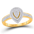 10kt Yellow Gold Diamond Teardrop Cluster Ring 1/4 Cttw O41208
