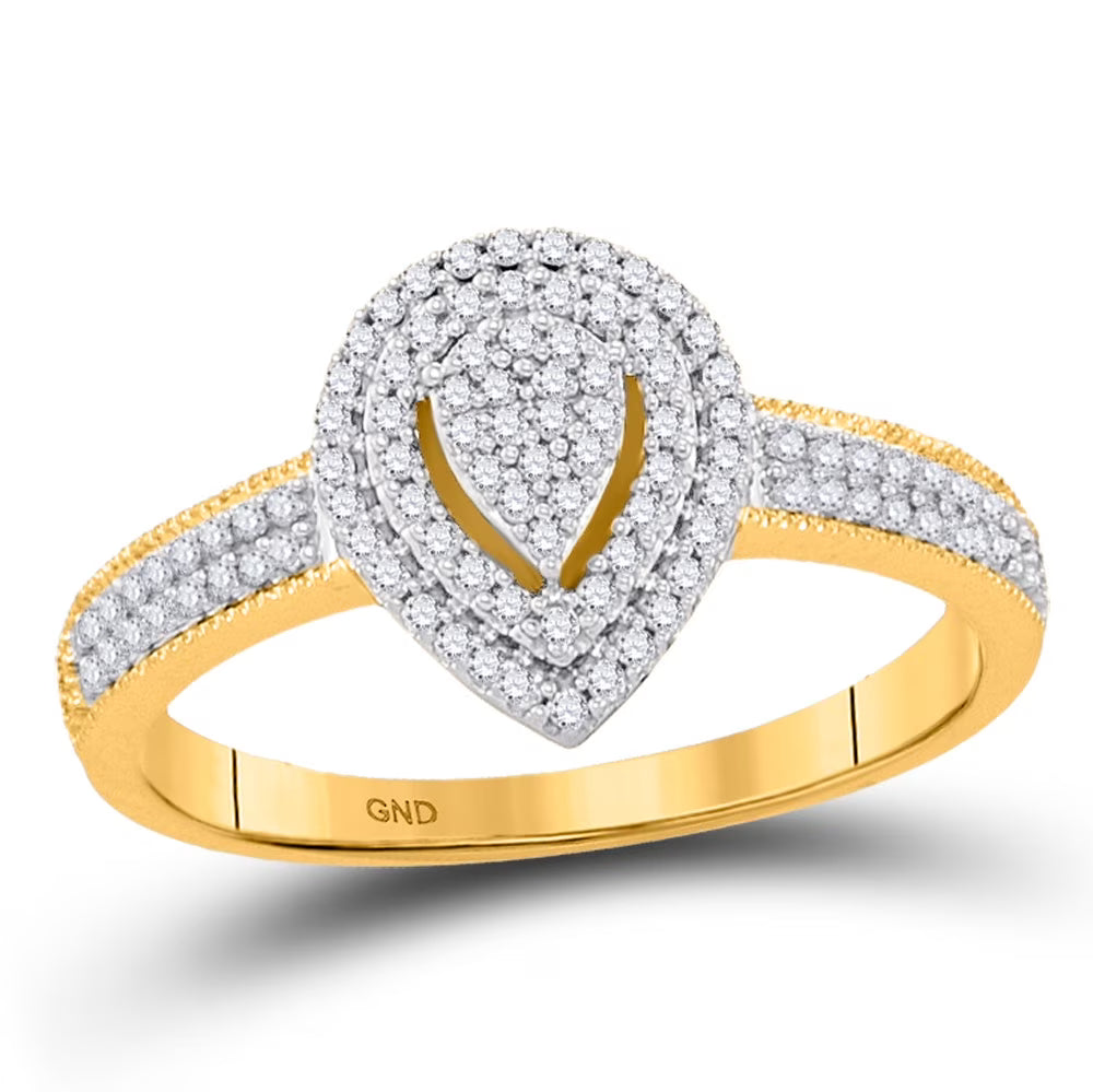 10kt Yellow Gold Diamond Teardrop Cluster Ring 1/4 Cttw O41208
