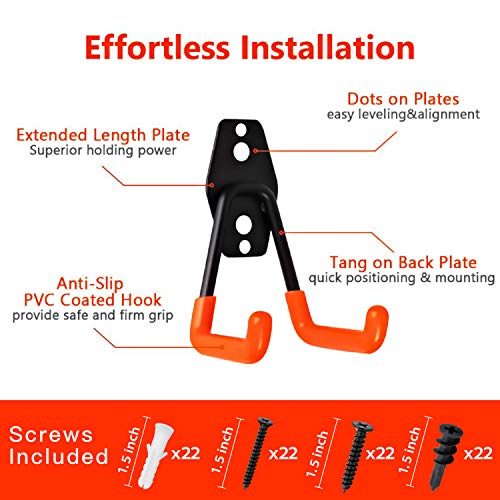 12 Pack Wall Storage Hooks with 2 Extension Cord Storage Straps (Orange) R31660