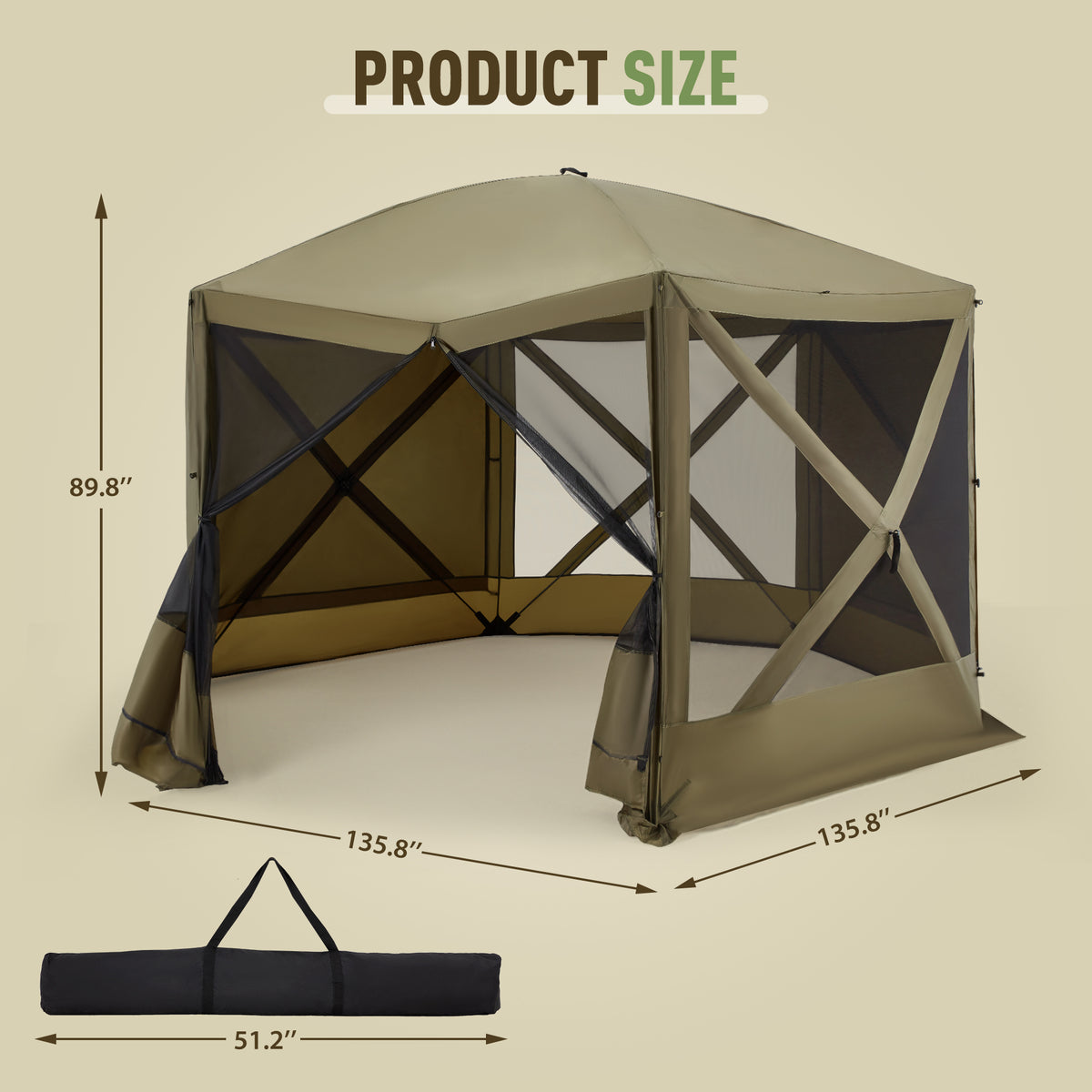 11’ X 11’ Pop Up Canopy Tent with Mosquito Netting and Carry Bag H64540