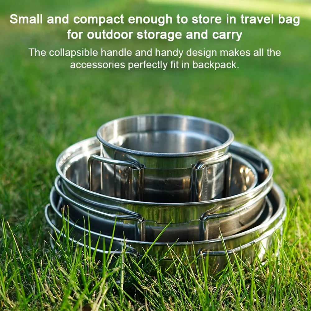 5pcs Stainless Steel Camping Cookware Set F207665