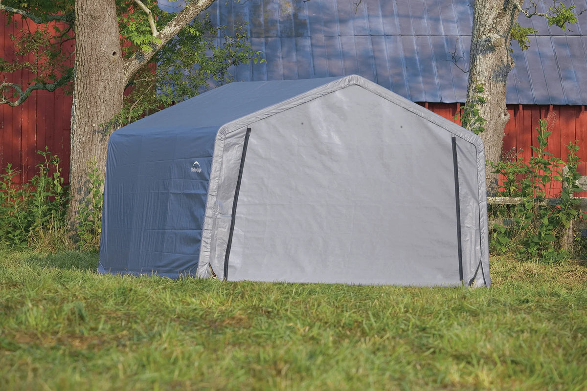 12-12-8 Peak Style Storage Shed Grey Cover W74683