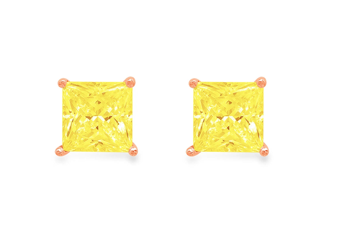 18K Rose Gold Solitaire Stud Earrings A331