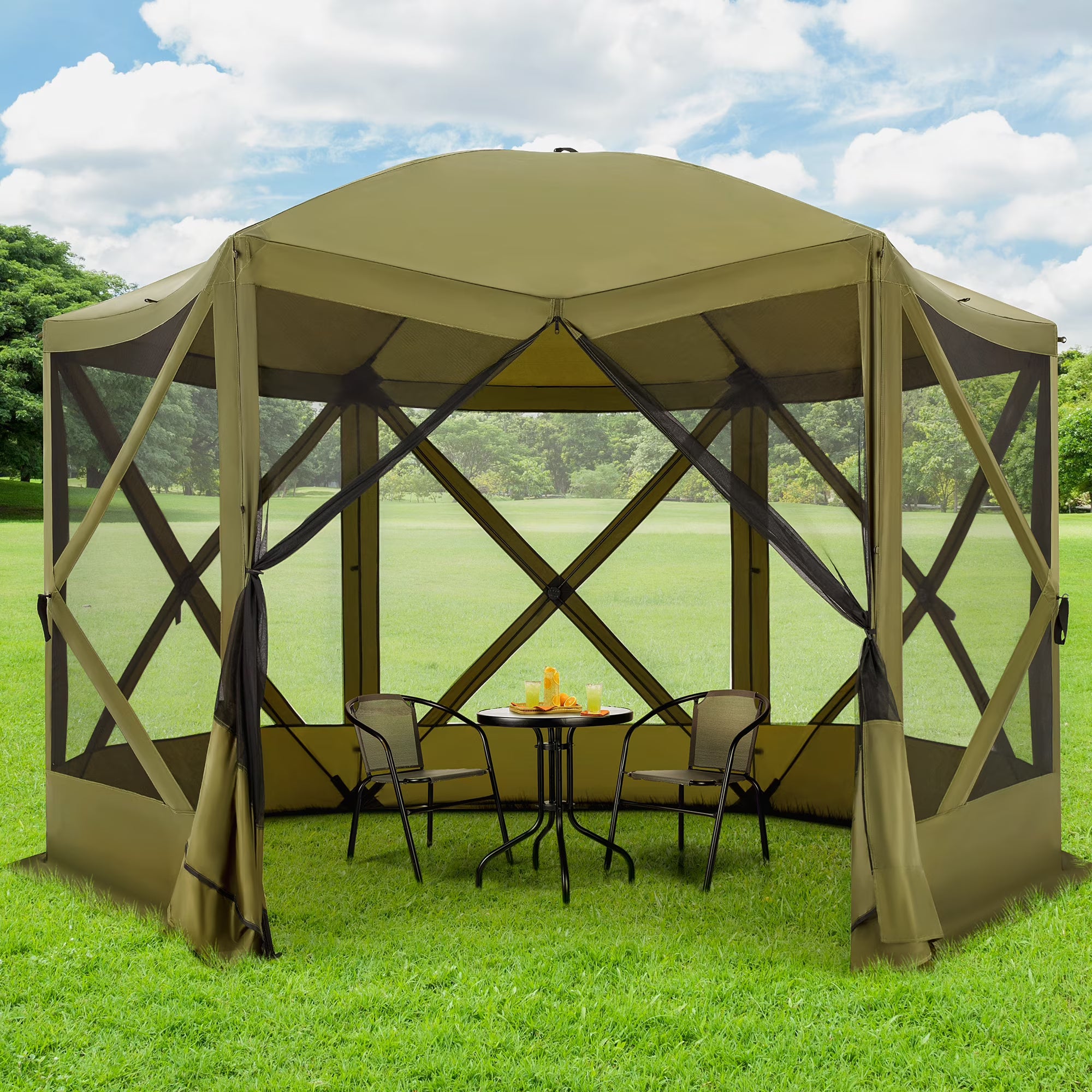 11’ X 11’ Pop Up Canopy Tent with Mosquito Netting and Carry Bag H64540