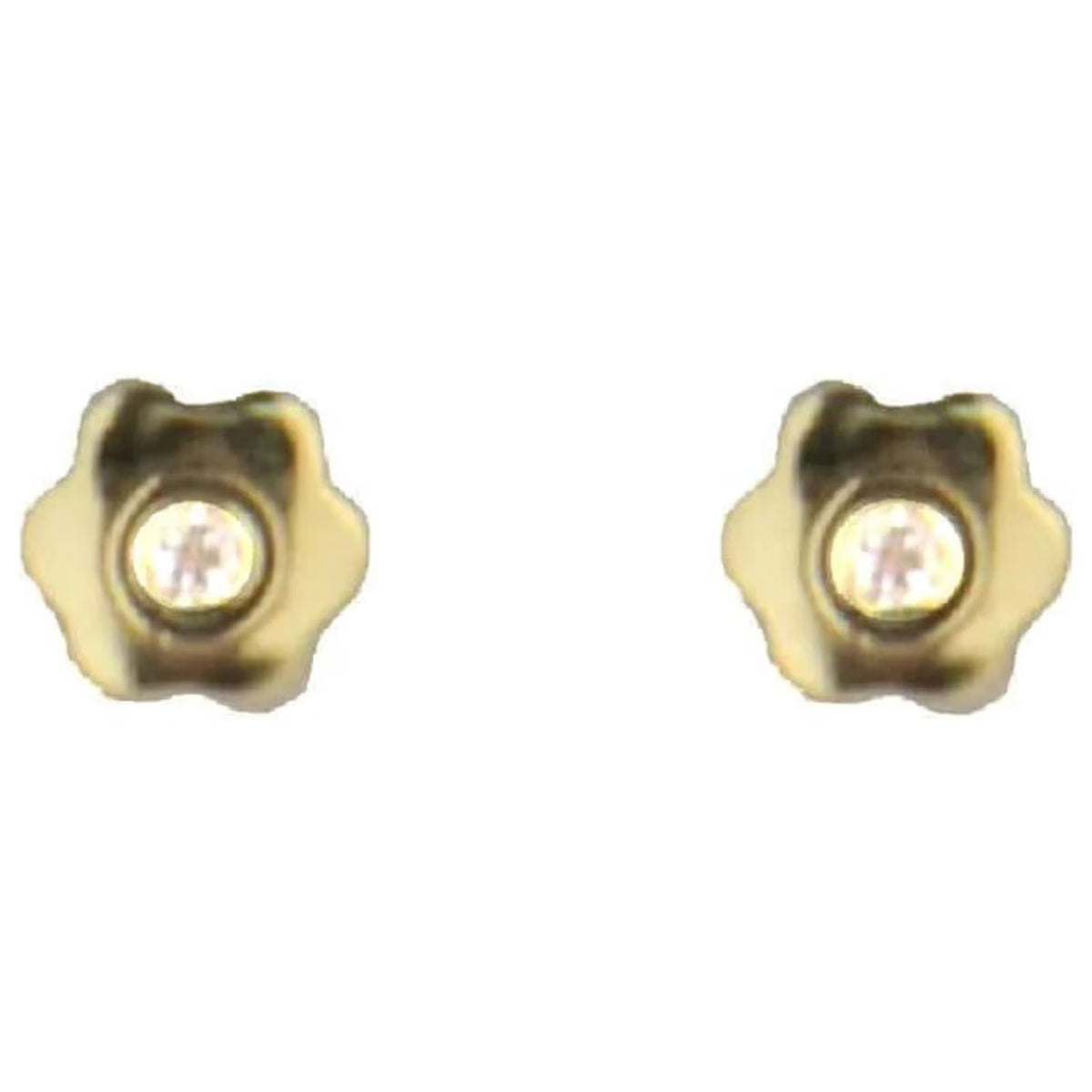 18k Yellow Gold Diamond Flower Stud Earrings O422