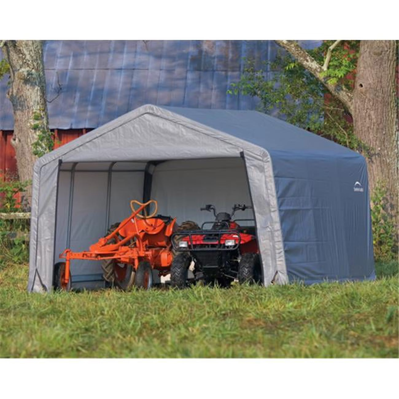 12-12-8 Peak Style Storage Shed Grey Cover W74683