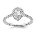 0.50ct CZ Solid 14K White Gold Pear Halo Engagement Ring P2525
