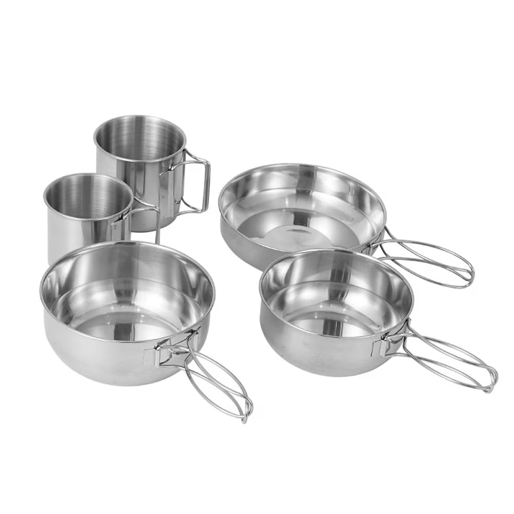 5pcs Stainless Steel Camping Cookware Set F207665