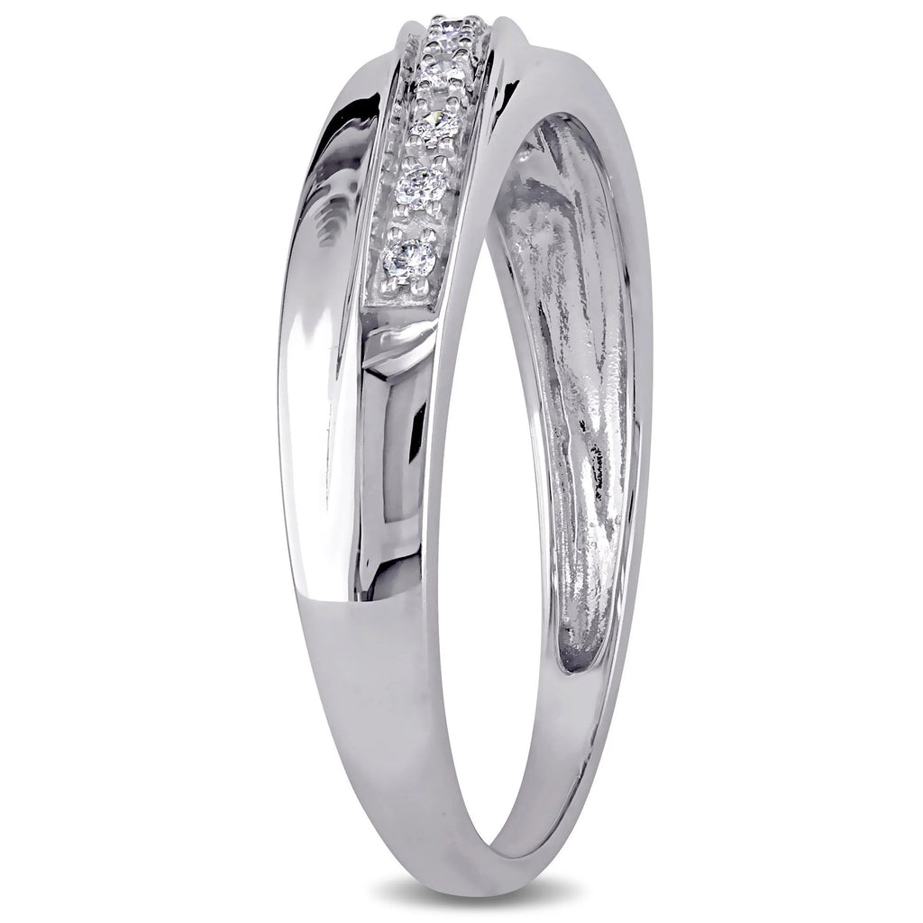 10kt White Gold Diamond Crossover Band I636