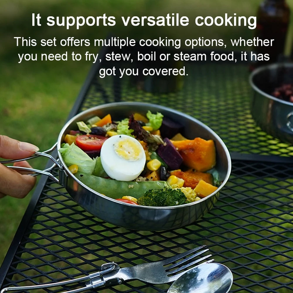 5pcs Stainless Steel Camping Cookware Set F207665