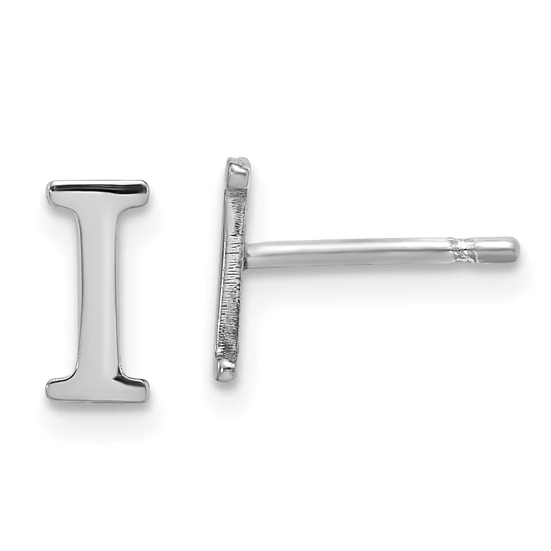 10K White Gold Initial Letter I Post Earrings I23817