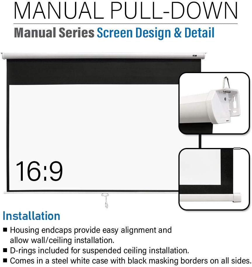 110 inch Pull Down Projector Screen 16:9 White T100