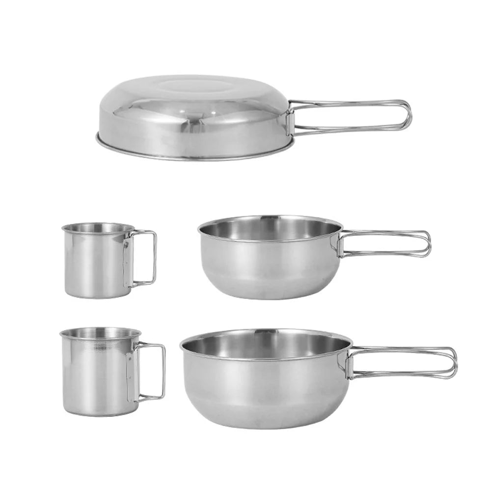5pcs Stainless Steel Camping Cookware Set F207665