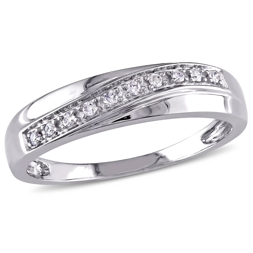 10kt White Gold Diamond Crossover Band I636